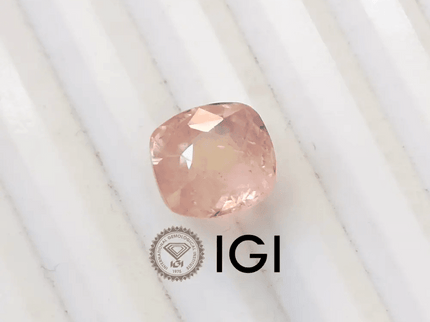 IGI Certified 5.44ct Padparadscha Cushion Cut Ceylon Sapphire, Natural Earth Mined untreated Gemstone - SMSGEMS 