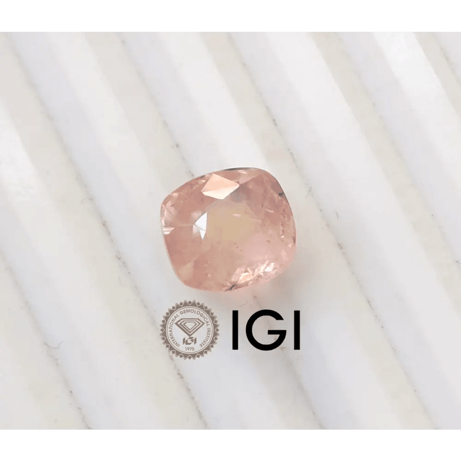 IGI Certified 5.44ct Padparadscha Cushion Cut Ceylon Sapphire, Natural Earth Mined untreated Gemstone - SMSGEMS 
