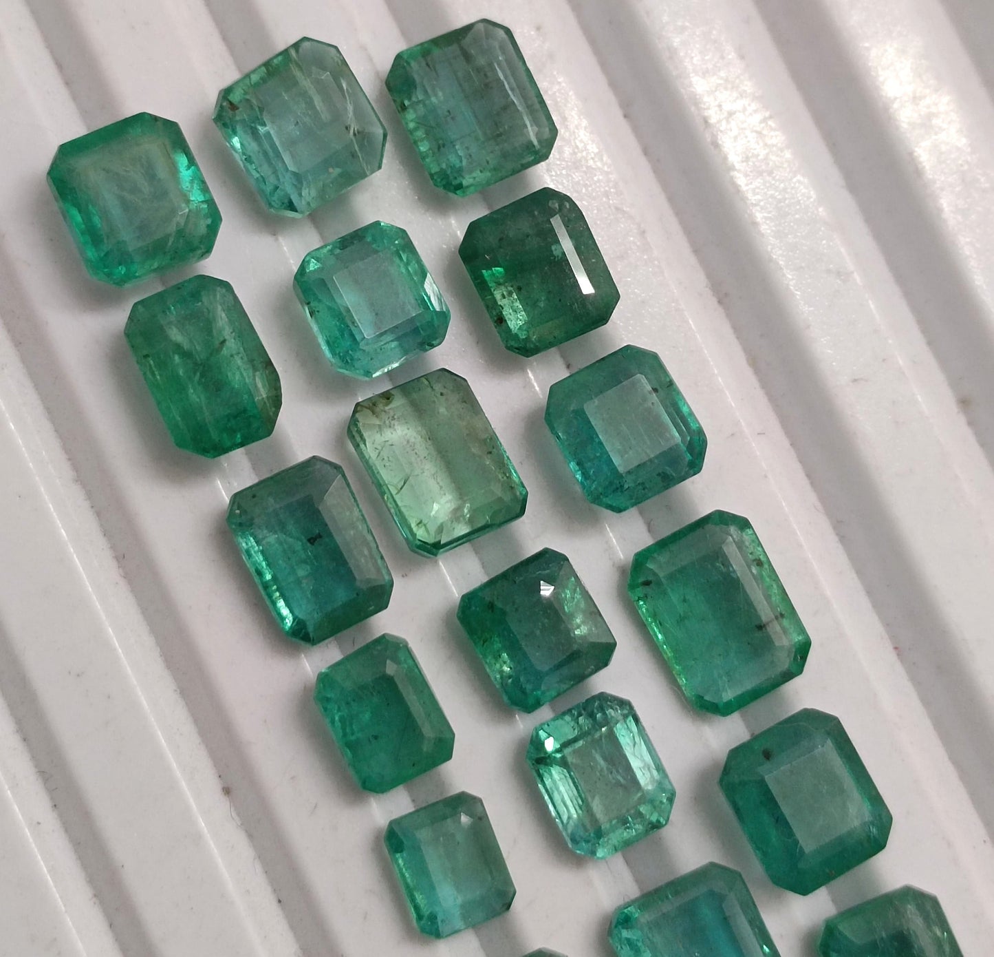 18.89ct/ 20Pcs. Emerald Cut Emerald Lot From Zambia, 100% Natural Earth Mined Gemstone.