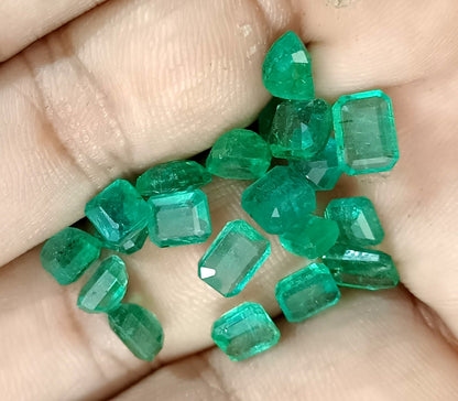 18.89ct/ 20Pcs. Emerald Cut Emerald Lot From Zambia, 100% Natural Earth Mined Gemstone.