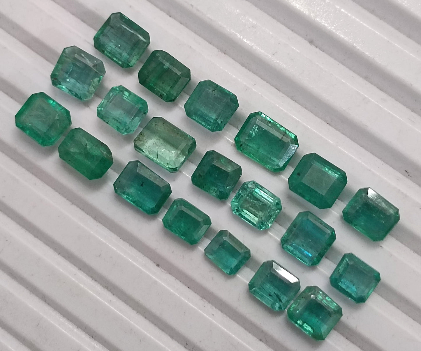 18.89ct/ 20Pcs. Emerald Cut Emerald Lot From Zambia, 100% Natural Earth Mined Gemstone.