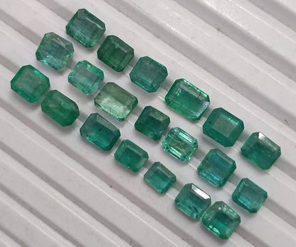 18.89ct/ 20Pcs. Emerald Cut Emerald Lot From Zambia, 100% Natural Earth Mined Gemstone.