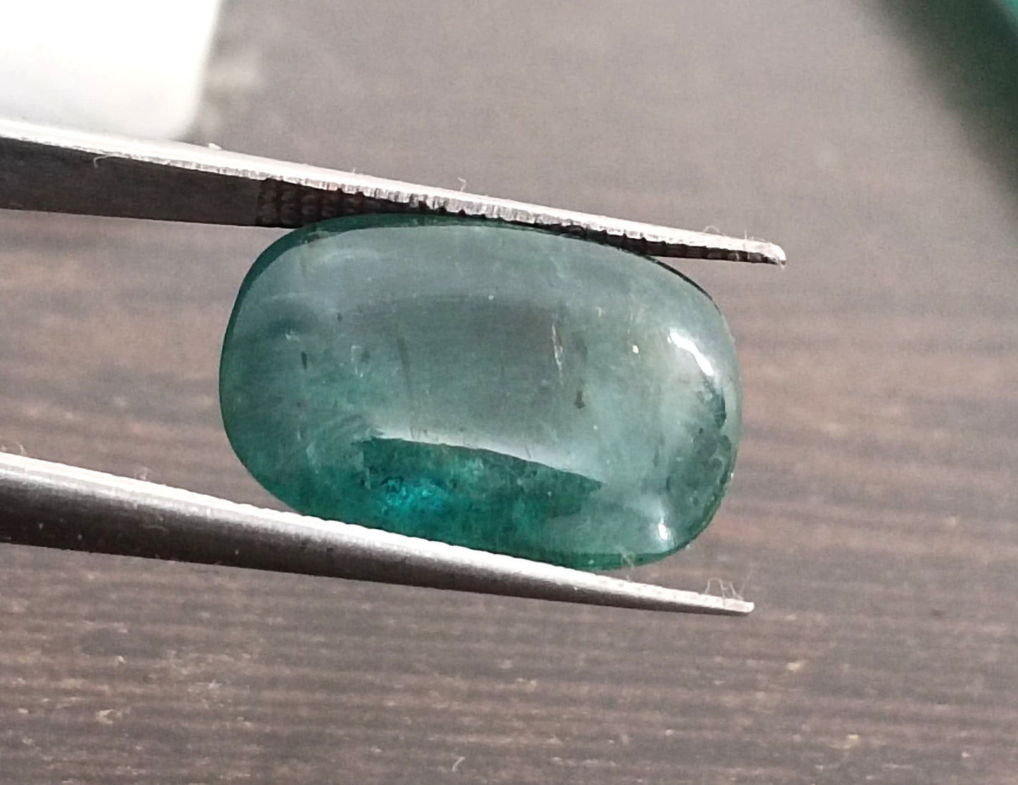 8.75ct Cabochon Cut Zambian Emerald, 100% Natural Gemstone