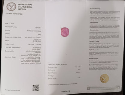 2,42 ct IGI-zertifizierter Rubin, 100 % natürlicher, unbehandelter Edelstein.