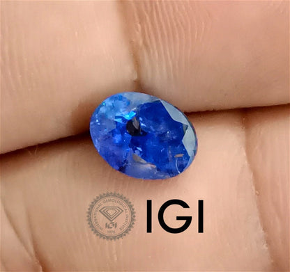 2.98ct IGI Certified Vivid Cornflower Blue Ceylon Sapphire, 100% Natural  Gemstone. Only Heat Treatment.