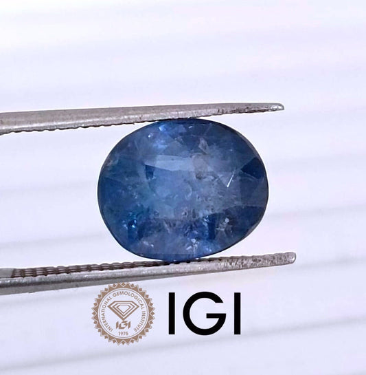 4.25ct IGI Certified Blue Ceylon Sapphire, 100% Natural  Gem