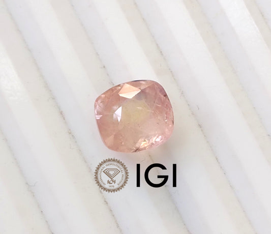 IGI Certified 5.44ct  Padparadscha Cushion Cut Ceylon Sapphire, 100% Natural Earth Mined untreated Gemstone