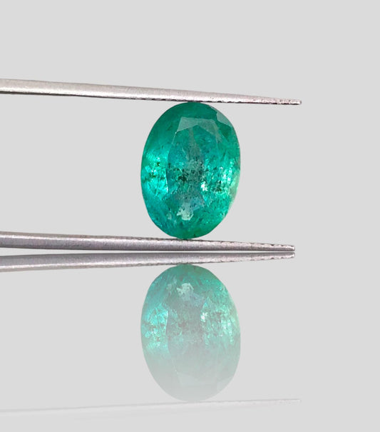 3.68ct Deep Golden Green Zambian Emerald, 100% Natural Gemstone