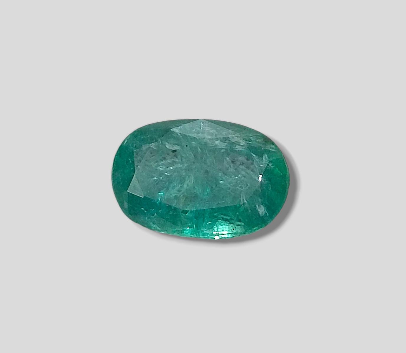 2.93ct Slightly bluish Green Zambian Emerald , 100% Natural Earth Mined Gemstone.