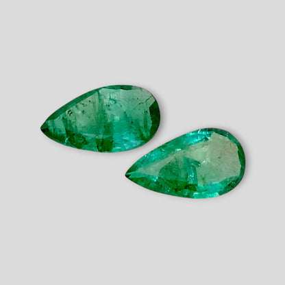 3.96ct Pear cut Zambian Emerald Pair , 100% Natural Earth Mined Gemstones