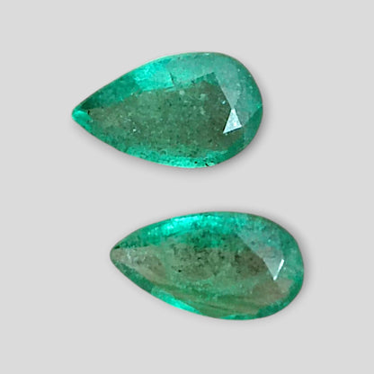 3.01ct Pear Cut Zambian Emerald Pair, 100% Natural Earth Mined Gemstone.