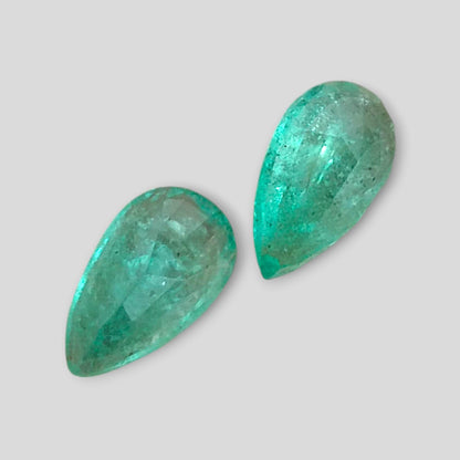 5.17ct Pear Cut Zambian Emerald Pair , 100% Natural Earth Mined Gemstones.