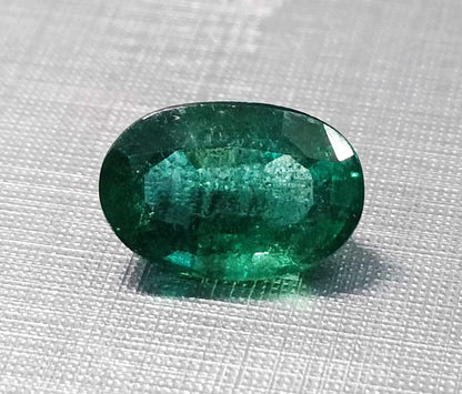 GSI Certified 3.33ct Full Luster Deep Green Zambian Emerald , 100% Natural Earth Mined Gemstone.