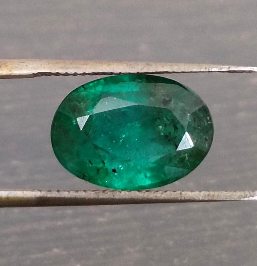 GSI Certified 3.30ct Deep Vibrant Green Zambian Emerald, 100% Natural Gemstone