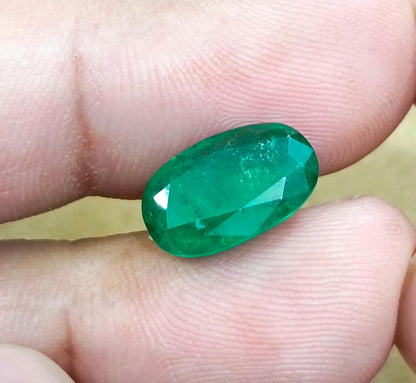 GSI Certified 4.36ct Deep Velvet Green Zambian Emerald , 100% Natural Earth Mined Gemstone.