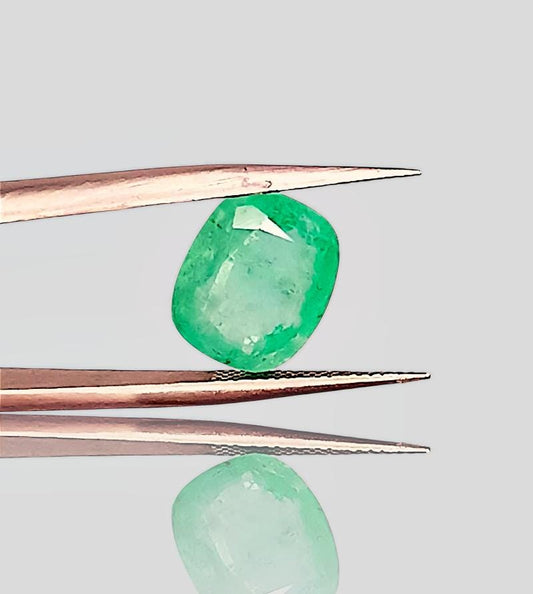 3.80ct Neon Green Cushion Cut Ethiopian Emerald, 100% Natural Earth Mined Gemstone