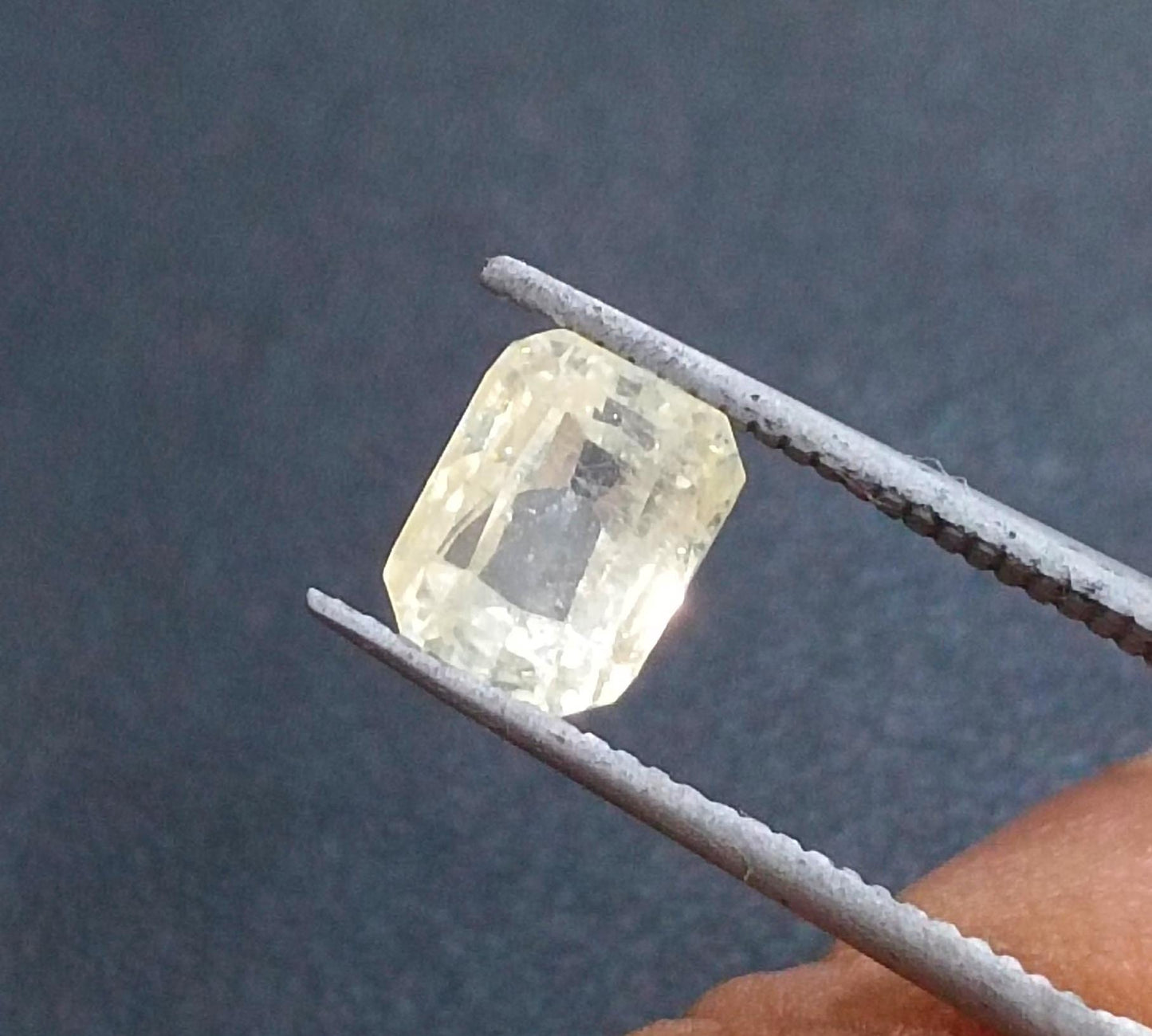 GSI Certified 1.75ct Emerald Cut Light Yellow Ceylon Sapphire, 100% Natural Untreated Gemstone