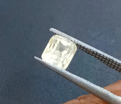 GSI Certified 1.75ct Emerald Cut Light Yellow Ceylon Sapphire, 100% Natural Untreated Gemstone