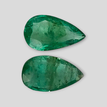 3.96ct Pear cut Zambian Emerald Pair , 100% Natural Earth Mined Gemstones