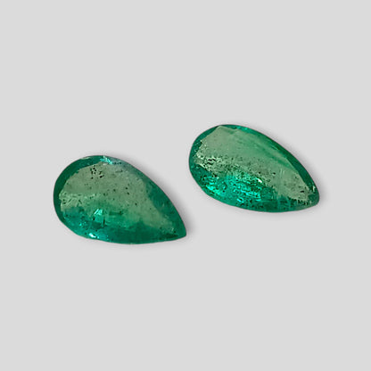 3.01ct Pear Cut Zambian Emerald Pair, 100% Natural Earth Mined Gemstone.