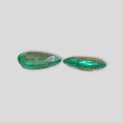 3.01ct Pear Cut Zambian Emerald Pair, 100% Natural Earth Mined Gemstone.