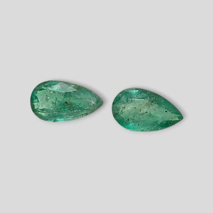 5.17ct Pear Cut Zambian Emerald Pair , 100% Natural Earth Mined Gemstones.