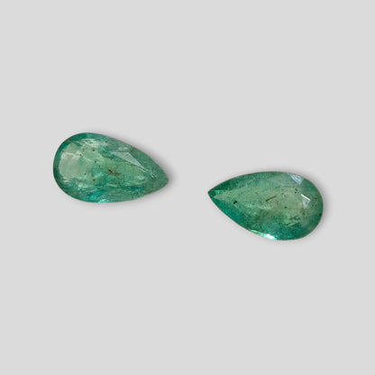 5.17ct Pear Cut Zambian Emerald Pair , 100% Natural Earth Mined Gemstones.