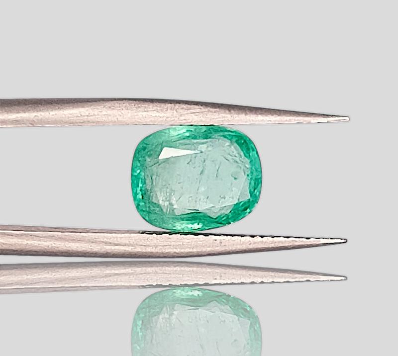 2.25ct Neon Green Cushion Cut Ethiopian Emerald, 100% Natural Earth Mined Gemstone