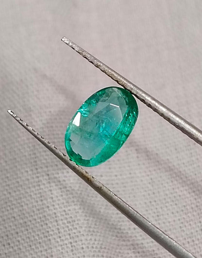 GSI Certified 1.16ct Vivid Green Zambian Emerald , 100% Natural Earth Mined Gemstone