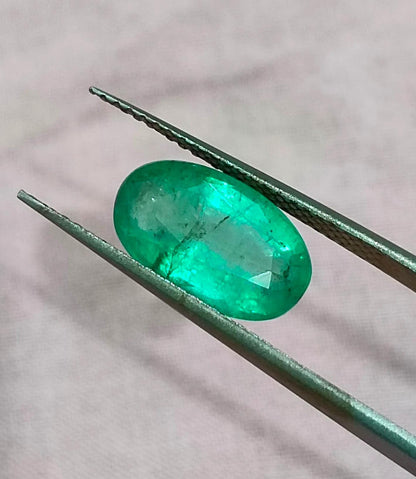 2.46ct Velvet Green Zambian Emerald , 100% Natural Earth Mined Gemstone