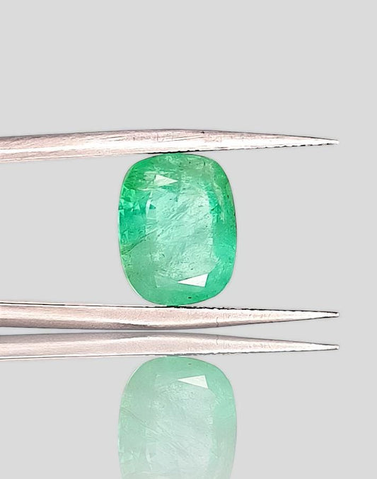 4.85ct Neon Green Cushion Cut Ethiopian Emerald, 100% Natural Earth Mined Gemstone