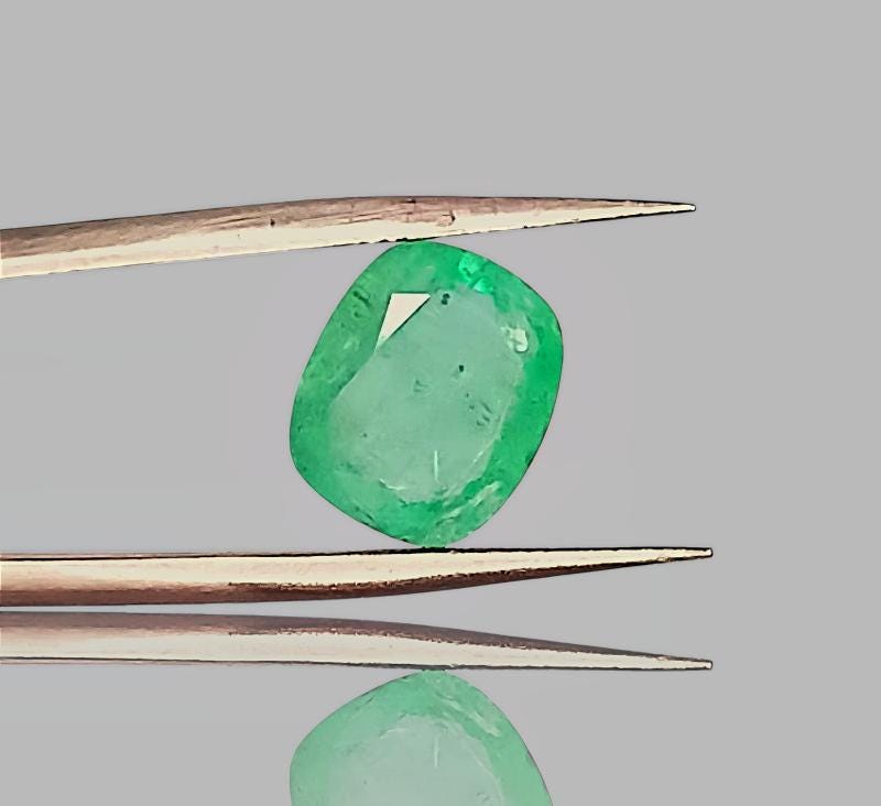 3.80ct Neon Green Cushion Cut Ethiopian Emerald, 100% Natural Earth Mined Gemstone