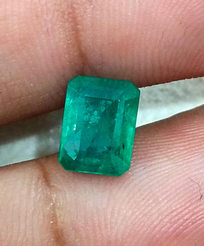 GSI Certified 2.41ct Velvet Green Zambian Emerald, 100% Natural Gemstone