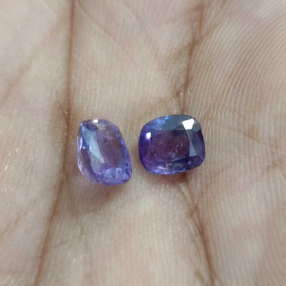 2.91ct/ 2pcs Color Chancing Purple Ceylon Sapphires, 100% Natural Untreated Gemstones