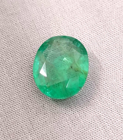 IGI Certified 13.36ct  Pakistan Oval Cut Full Luster Emerald, 100% Natural Earth Mined Gemstone.