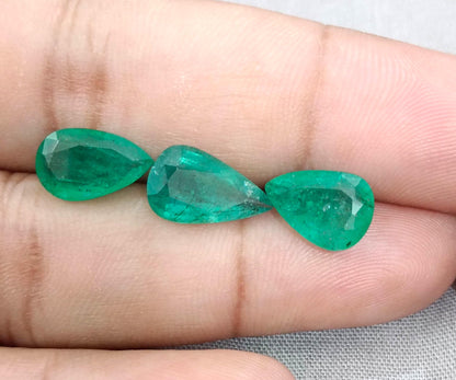 8.63ct Pear Cut Emerald Parcel , 100% Natural Earth Mined Gemstones