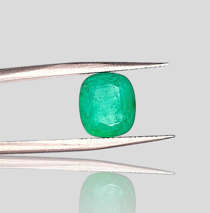 2.95ct Medium Green Cushion Cut Ethiopian Emerald, 100% Natural Earth Mined Gemstone