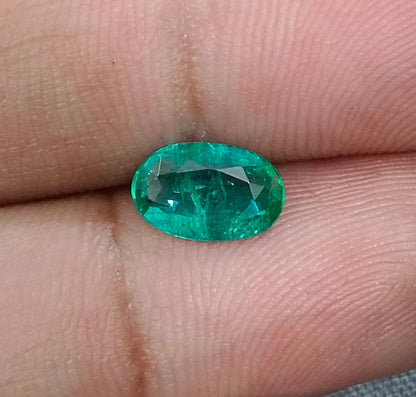 GSI Certified 1.16ct Vivid Green Zambian Emerald , 100% Natural Earth Mined Gemstone