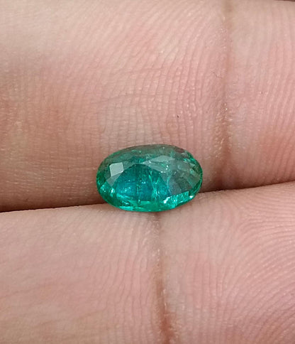 GSI Certified 1.16ct Vivid Green Zambian Emerald , 100% Natural Earth Mined Gemstone