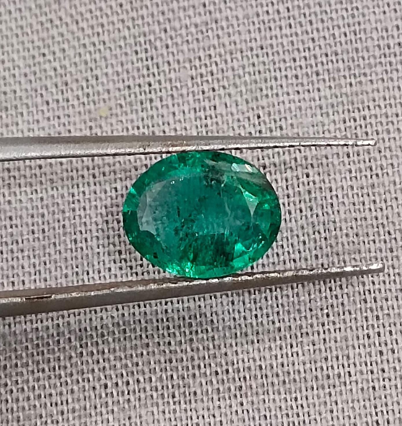 1.34ct Medium Deep Vivid Green Zambian Emerald , 100% Natural Earth Mined Gemstone