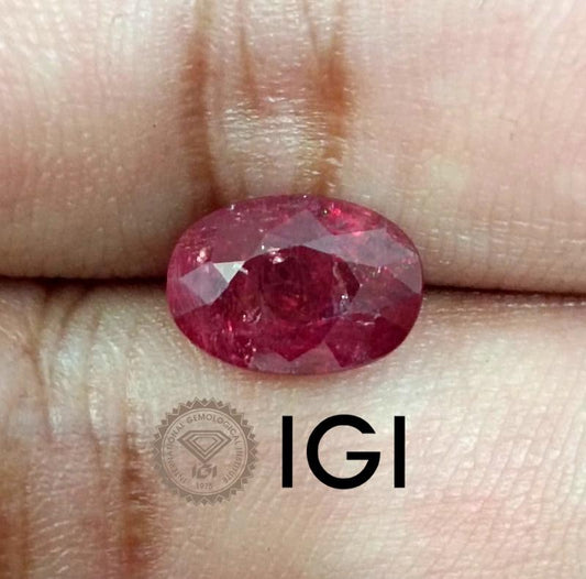 3.48ct IGI Certified  Blood Red Burmese Ruby, 100% Natural Untreated Gemstone