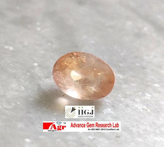 6.44ct Rare Certified  Padparadscha Oval Cut Ceylon Sapphire, 100% Natural Earth Mined untreated Gemstone