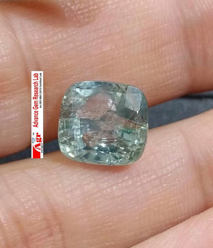 Certified 7.32ct Light Metallic Green Ceylon Sapphire, 100% Natural untreated Gemstone