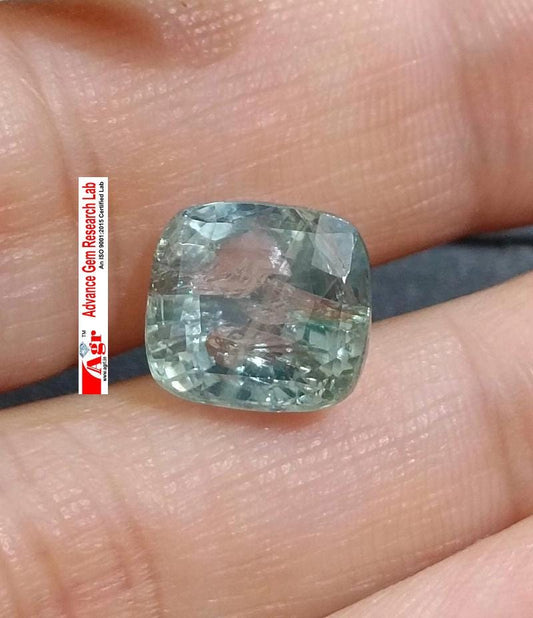 Certified 7.32ct Light Metallic Green Ceylon Sapphire, 100% Natural untreated Gemstone