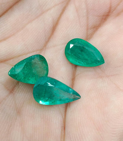 8.63ct Pear Cut Emerald Parcel , 100% Natural Earth Mined Gemstones