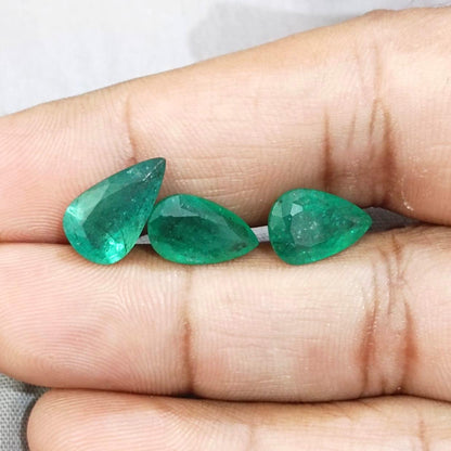 8.63ct Pear Cut Emerald Parcel , 100% Natural Earth Mined Gemstones