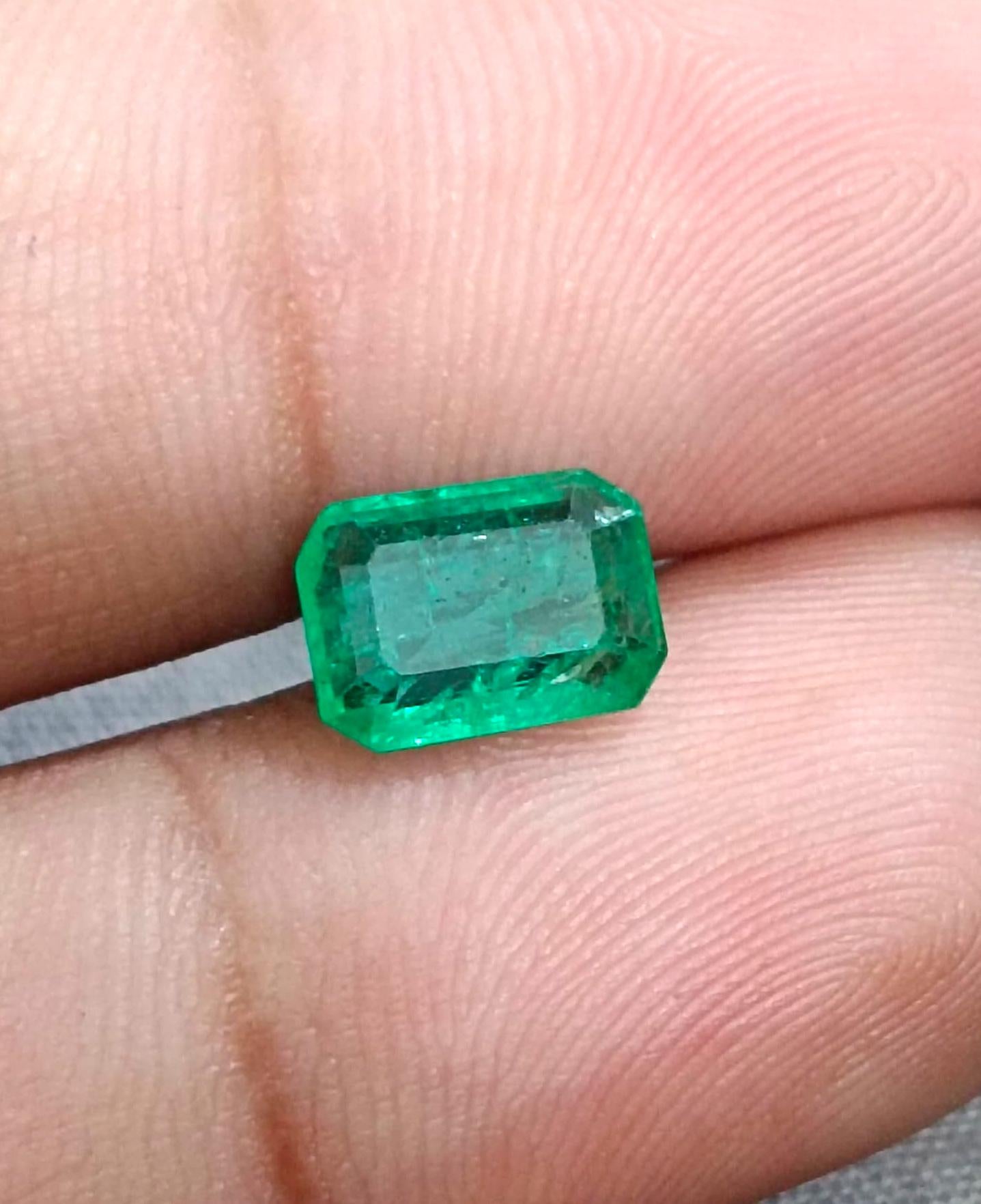 GSI Certified 1.56ct Medium Intense Green Emerald, 100% Natural Gemstone