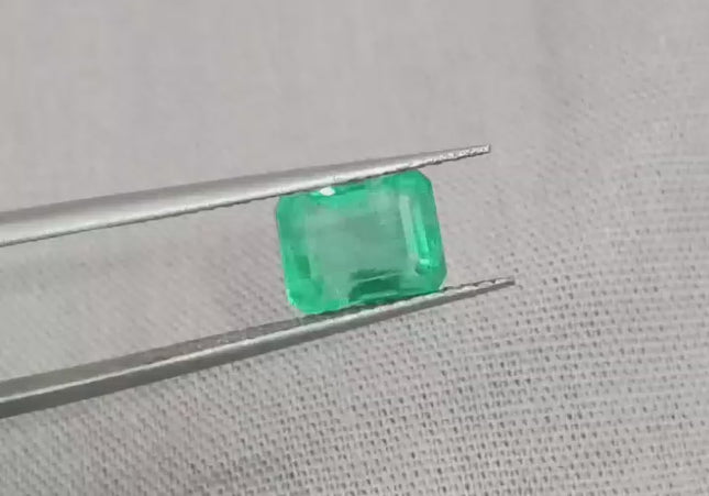 GSI Certified 1.85ct Intense Green Zambian Emerald, 100% Natural Gem