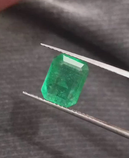 GSI Certified 2.39ct Fine Quality Panjshir Emerald, 100% Natural Gemstone