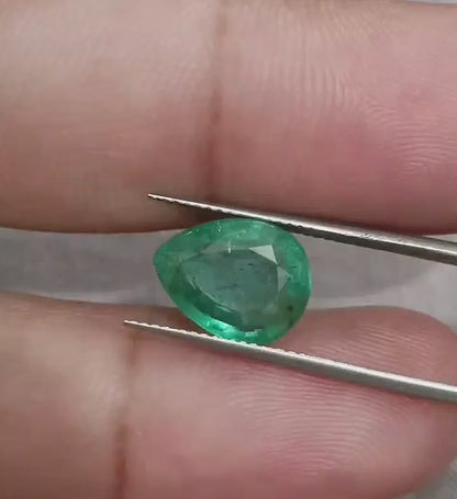 GSI Certified 4.19ct Medium Deep Zambian Emerald, 100% Natural Earth Mined Gemstone